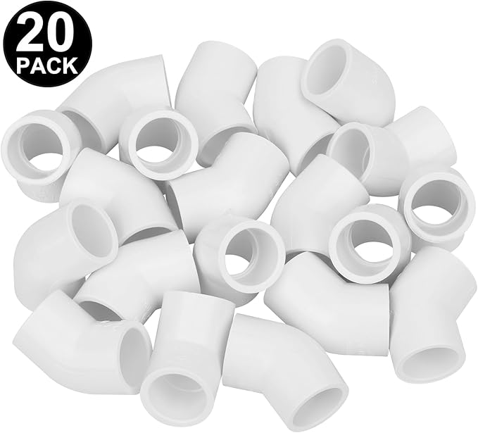 20Pack 1/2" 45 Degree PVC Elbow Pipe Fitting Connector (Socket x Socket) Furniture Build Grade SCH40 1/2 Inch 45 Degree Elbow PVC Corner Adapter for Home Sewer Plumbing Water Line