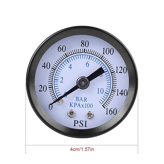 Water Pressure Gauges, 40mm Mini Pressure Gauges 0-160PSI / 0-10BAR Dual Scale 1/8" NPT Thread Indicator Meter for Air Oil Light Fluid Systems