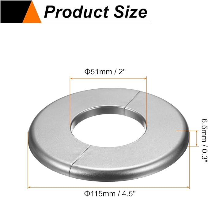 HARFINGTON 2pcs Wall Split Flange 51mm/2" Self-Adhesive Plumbing Cover Plates ABS Plastic Round Escutcheon Plate Buckle Design for Water Pipe Bathroom Kitchen Decoration, Gray