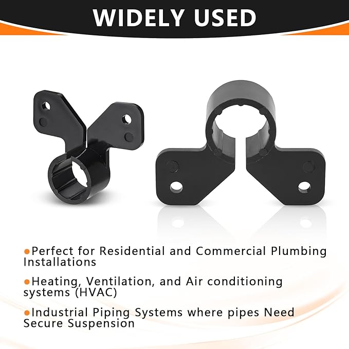500-Pack HeSun 1/2" PEX Suspension Pipe Clamps, Black Butterfly Style, Fit for PEX, Copper, CPVC Pipe