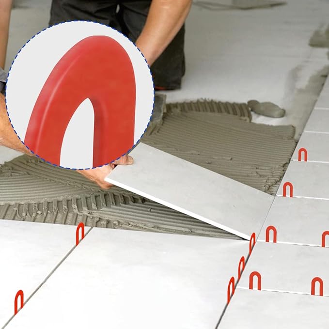 DGSL Tile Leveling System Tile Spacers 1/8 Inch, 500 pieces Horseshoe Shim U Shape Plastic Tile Leveling Clips for Various Types of Tile Leveling (Red)