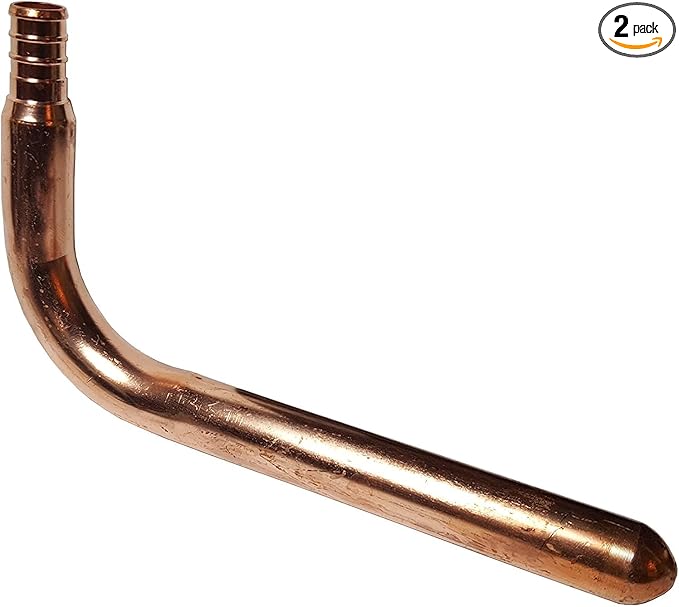 2 Pieces 1/2'' Pex Stub Out Elbow 3-1/2'' x 6'', Brass Copper