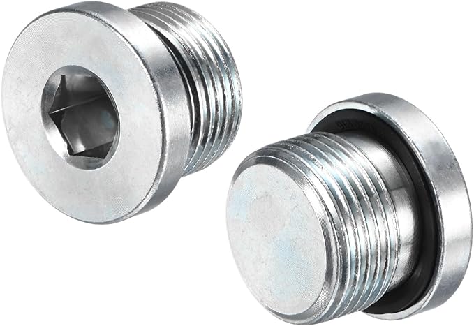 1-Pack M22x1.5mm Inner Hex Head Pipe Fitting Plug, Carbon Steel Sensor Socket Plug with Seal O-Ring for Terminate Pipe Ends/High Pressure Washer, Sealing Screw