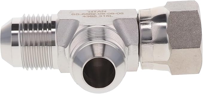 HYDRAULICS DIRECT | 6602-16-16-16-PK05 | Run Tee 1" JIC (1 5/16"-12 thread) Male x 1" JIC (1 5/16"-12 thread) Female Swivel x 1" JIC Male | Swivel Hydraulic T Fitting