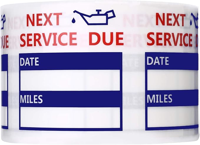 600 Pieces Oil Change Reminder Stickers Service Reminder Labels Low-Tack Windshield Stickers, 2 x 2 Inch, 1 Roll (Blue)