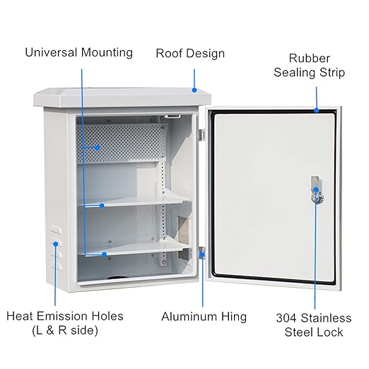 Outdoor Electrical Enclosure Equipment Box - 15.7 * 19.7 * 11.8" Universal IP Waterproof Box,Galvanized Plate Electrical Enclosure,with Removable Mounting Plate and Muffin Fan Vent (40 * 50 * 30cm)