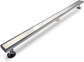 Linear Shower Drain, 72 inch Drain with Tile Insert 2-in-1 Panel, Brushed 304 Stainless Steel Shower Floor Drain, Linear Drain with Hair Strainer and Adjustable Feet