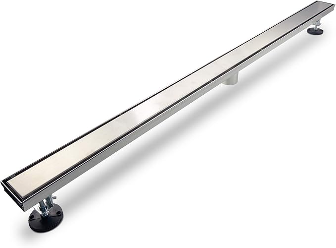 SaniteModar Linear Shower Drain 48 inch with Tiled Stealth and 304 Stainless Steel Brushed Polished 2 in 1 Panels.Tile Insert Shower Drain Equipped Adjustable Feet,Hair Filters