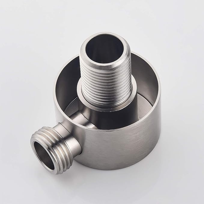 Wall Supply Elbow, Brass Round Wall Mount Shower Hose Connector G 1/2″ Drop Ell Union Water Outlet for Handheld Hand Shower, Brushed Nickel