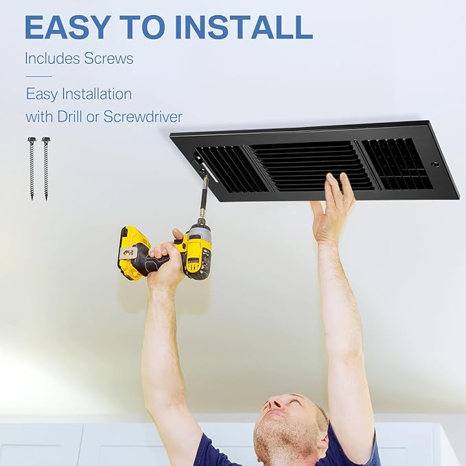 2 Pcs Black 14 x 6 Inch Three-Way Ventilation Register Air Ceiling Vent Cover Floor Register Metal Heat Vent Covers with Rust Proof for Wall Ceiling Home Bathroom Toilet or Office