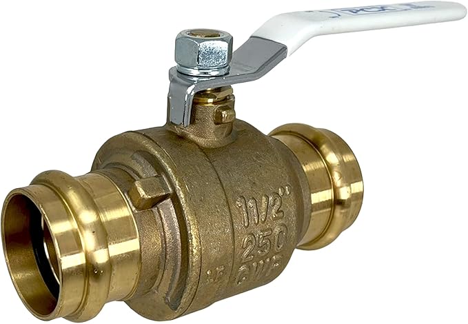 PROCURU 1-Pack 1-1/2 Inch (1.5") Press Copper Ball Valve, Heavy Duty Brass Body, Full Port, LF Certified Safe (3BP150-1P)
