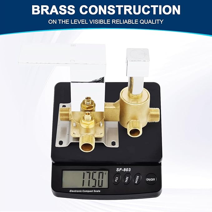 Solid Brass 3 Way Outlet Shower Diverter Valve Flow Control Mixer Mixing Rough-In Shower Valve Modern Concealed(Chrome)