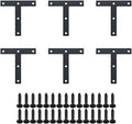 SAYAYO T Brace, 120x120mm (5" x 5") T Brackets Mending Plate Flat Repair Plates Joining Bracket Brace, Stainless Steel Matte Black, 6 Pcs