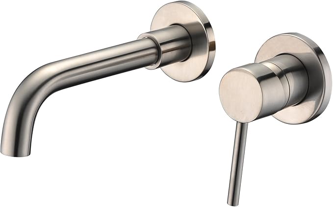 Sumerain Wall Mount Bathroom Faucets Brushed Nickel,Single Handle Wall Mount Faucet with Brass Rough-in Valve