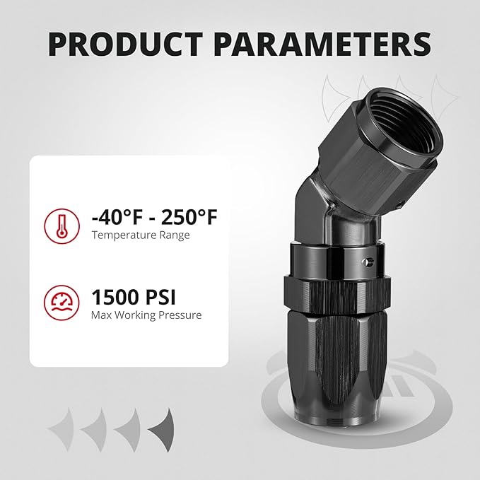 EVIL ENERGY 8AN Hose End Fitting 45 Degree Swivel Low Profile Forged Aluminum for CPE Braided Line