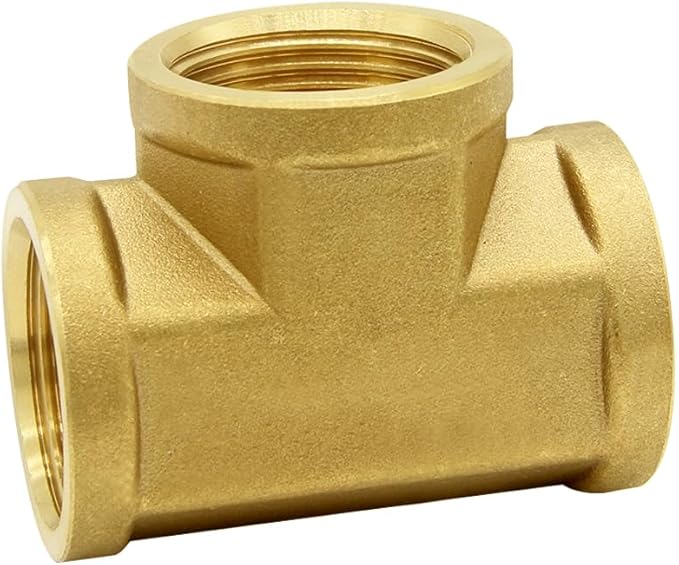 Hooshing Brass Tee Fittings 3/4" NPT x 3/4" NPT x 3/4" NPT Female Pipe Fittings Convert Adapter for Fuel Oil Gas Plumbing