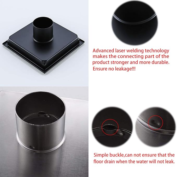 Oil Rubbed Bronze Shower Drain Square Shower Drain 6 inch SUS304 Stainless Steel Shower Floor Drain with Tile Insert Grate Removable
