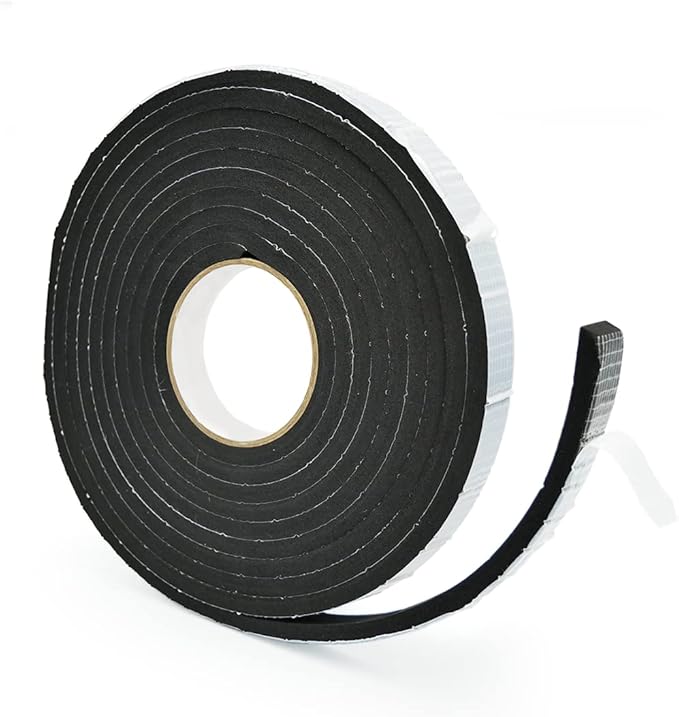 Alenor EPDM Black Foam Insulation Tape Self Adhesive 1/3"x1" x 16' Ft –Pack of 1- Weather Stripping for Doors & Windows,Soundproofing,Door Seal,Weatherstrip,Pipe Cooling,Air Conditioning Seal Strip