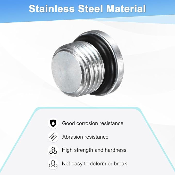 4-Pack 9/16-18UNF Inner Hex Head Pipe Fitting Plug, Carbon Steel Sensor Socket Plug with Seal O-Ring for Terminate Pipe Ends/High Pressure Washer, Sealing Screw