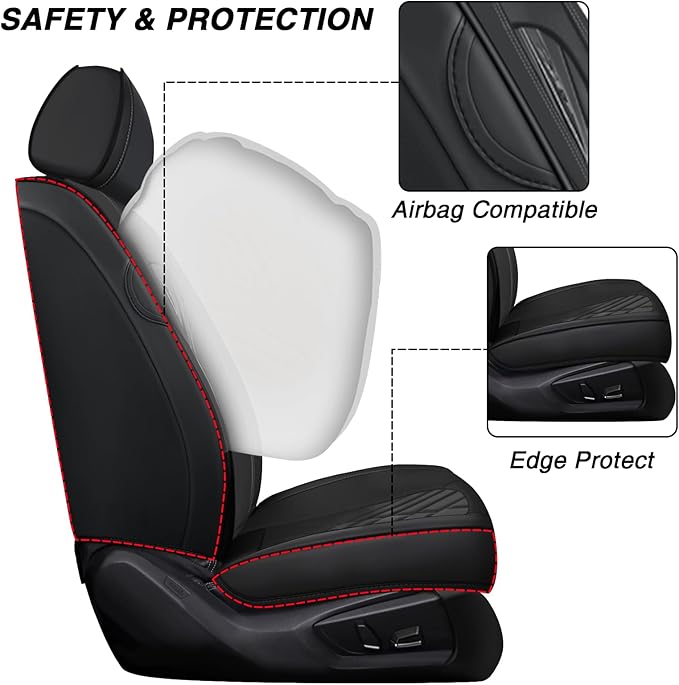 Car Seat Covers for Jaguar E-PACE 2018-2024,Breathable Nappa Leather Car Seat Protector,Full Seat Cover with Pillow Automotive Seat Cushion with Airbag Compatible(5 Seats,Black)