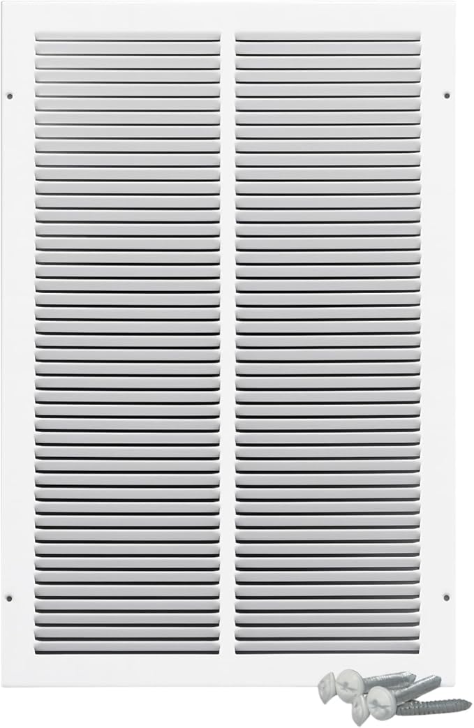 12 x 20 Inch Return Air Vent Cover, Solid Steel HVAC Grille for Wall or Ceiling, White Duct Opening, Durable Return Air Vent Cover, Airflow Ventilation Grille for Home or Office