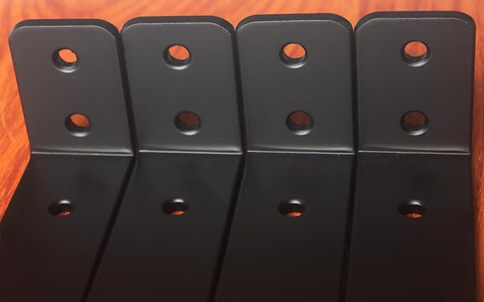 6 Pack - L 4" x H 2" x W1.5, 5mm Thick Black L Shelf Bracket, Iron Shelf Brackets, Metal Shelf Brackets, Floating Shelf, Shelf Supports with Screws