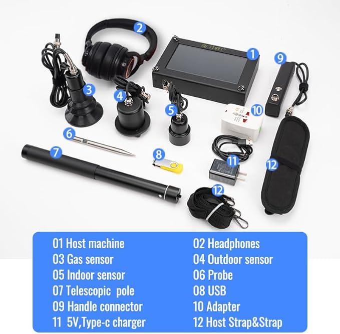 TYM-7A Multi-Mode Water Leak Finder - Smart AI + Tracer Gas Detection, Adjustable Frequency for Pressurized Pipes