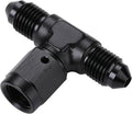 3AN Male Flare Tee T Fitting Adapter with AN3 Female Swivel On Side Aluminum Black