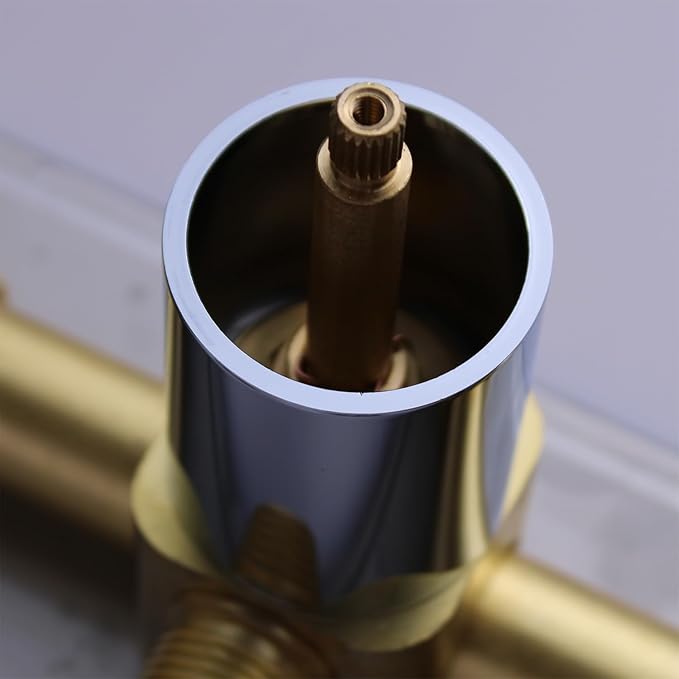 4 Way Shower Diverter Valve with Temperature Display Brass Rough-In Shower Mixing Valve Kit Replacement Can Work At The Same Time, Chrome