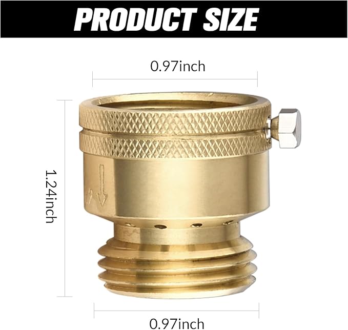 2 PCS Brass Vacuum Breaker Set 3/4 Inch GHT Lead-Free Compliant Brass Anti-Siphon Bib Valve for Vacuum Breaker Outside Faucet RV Hose Connection Backflow Preventer Connector with Tape、Extra washers