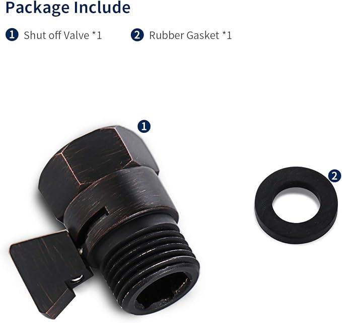 Tenfe Water Flow Control Shut Off Valve, Brass Adjustable Water Pressure Regulator for Hand Held Shower Head & Bidet Sprayer, Oil Rubbed Bronze Water Saver G1/2 Standard Connection