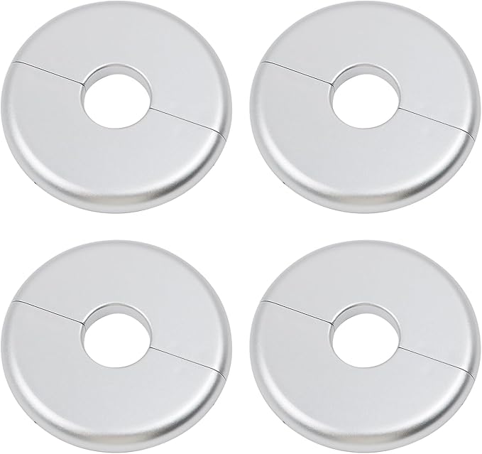 4 Pcs Wall Split Flange, ABS Round Self-Adhesive Escutcheon Plate Buckles Design for 0.86"/22mm,Silver