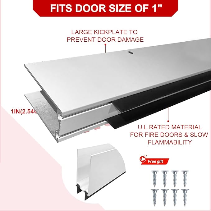 1" x 36" White Aluminum Storm Door Sweep Replacement Weatherproof Bottom Seal for Security Doors (2, White)