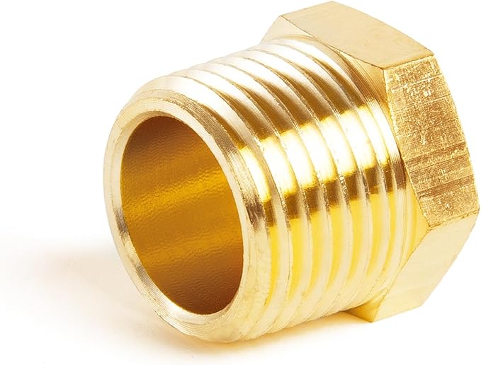 ChillWaves Brass Pipe Fitting, Outer Hex Head Socket Pipe Plug Fitting 1/8" NPT Male Thread Adapter(12-PACK)