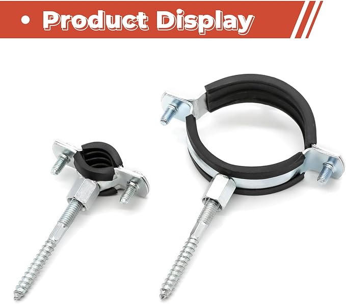 2 Pcs 3-3.1 Inch Split Ring Pipe Hanger, 75-80mm Heavy Duty Adjustable Pipe Bracket Clamp with Screw & Expansion Tube, Wall Ceiling Mount Combination Thread M8/M10 Metal Pipe Clamps