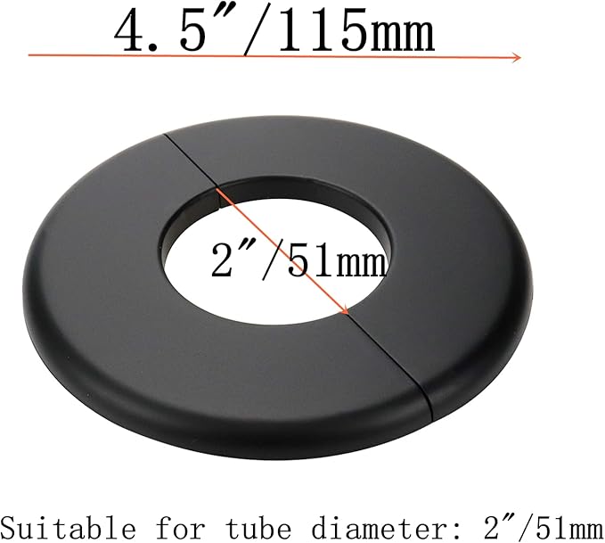 12 Pcs Wall Split Flange, ABS Round Self-Adhesive Escutcheon Plate Buckles Design for 2"/51mm Diameter Pipe
