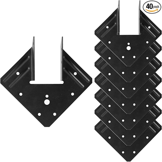 13 Gauge Hurricane Tie,Joist Hangers Fit 2X Truss to Rafter Connector for Roofing Trusses Wood Timber ,Wood Timber, Resist High Wind/ Earthquake Forces(Black Powder Coating) (40)