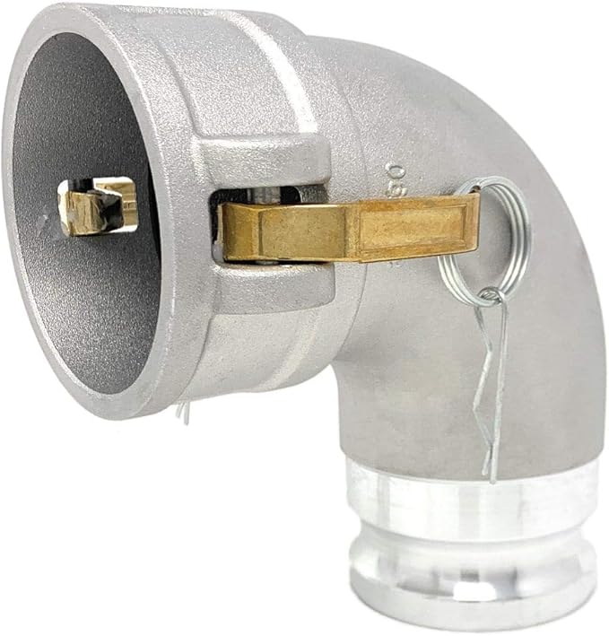 Gloxco Aluminum Type DA Cam and Groove Hose Fitting, 90 Degree Elbow, 3" Female Camlock x 3" Male Camlock (CAM-30-DA90-AL)