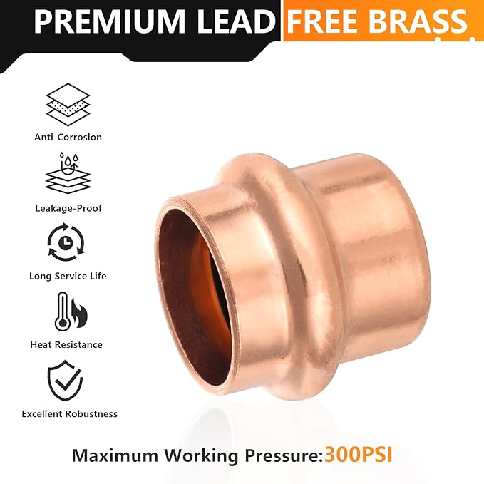 30-Pack HeSun Copper Press End Cap(Plug), 3/4" Pressure Fittings, Press Fit for Copper Tube Connection(PRESS011-30)