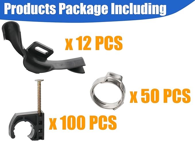 WHK 162 PACKS 1/2 Inch PEX Pipe Bend Support Bracket 1/2" Inch Pex Clamps Half Clamps J clips for PEX pipe Tubing Fix,Crimp,Supporting and Lock Mount.