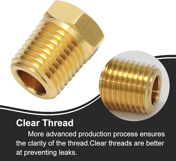 1/4 Inch NPT Male Thread to 1/8 Inch NPT Female Thread Brass Pipe Fitting, Reducing Hex Head Hose Bushing Adapter Convert Pack of 2