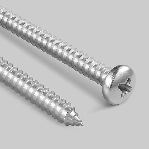 #4 x 1/4 Inch Pan Head Wood Screws, Phillips Drive, Stainless Steel 304 (18-8), Self Tapping for Wood, Sheet Metal Screws, 100 Pack