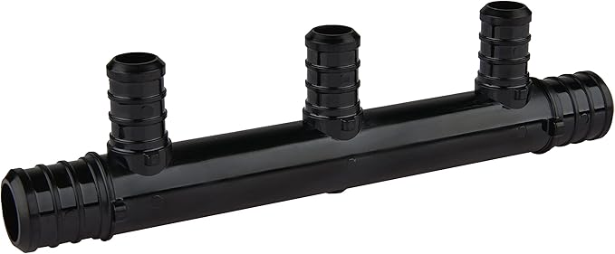 EFIELD 3 Outlets Open Poly PPSU Barb Crimp Pex Manifold: 3/4 Trunk, 1/2" Port (3 Outlets), F2159,(PPSU1807015)