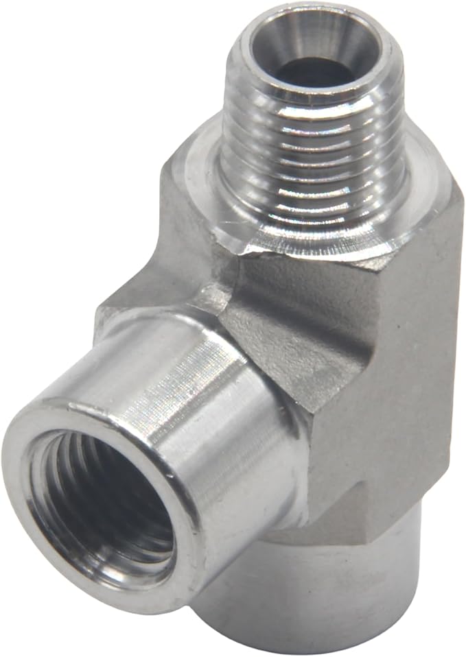 HFS(R) 304 Stainless Steel FORGED Pipe Fitting NPT Tee, 3/8" NPT Male x 3/8" NPT Female x 3/8" NPT Female, 3 Ways Branch Tee Connector Pipe Fitting