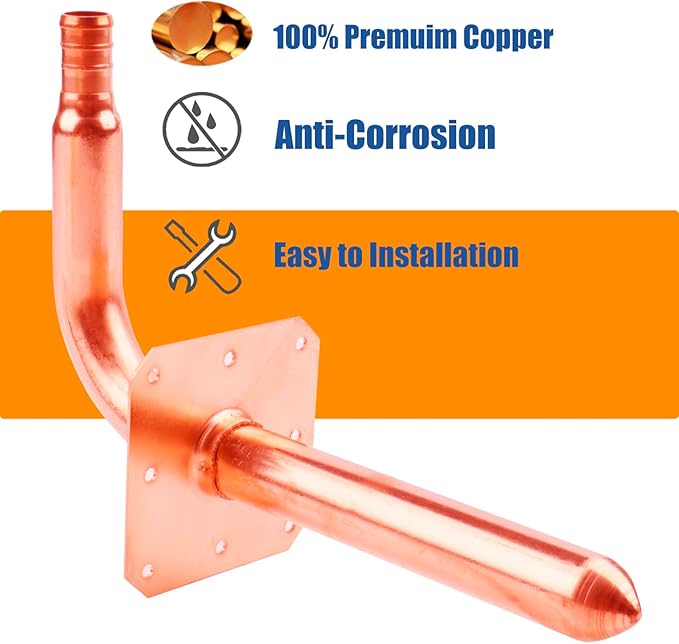 WHK 10 Packs 1/2 Inch Copper PEX Stub Out Pex-B Copper Stub Out Elbow with Wall Flange with Wall Flange 1/2" x 6"