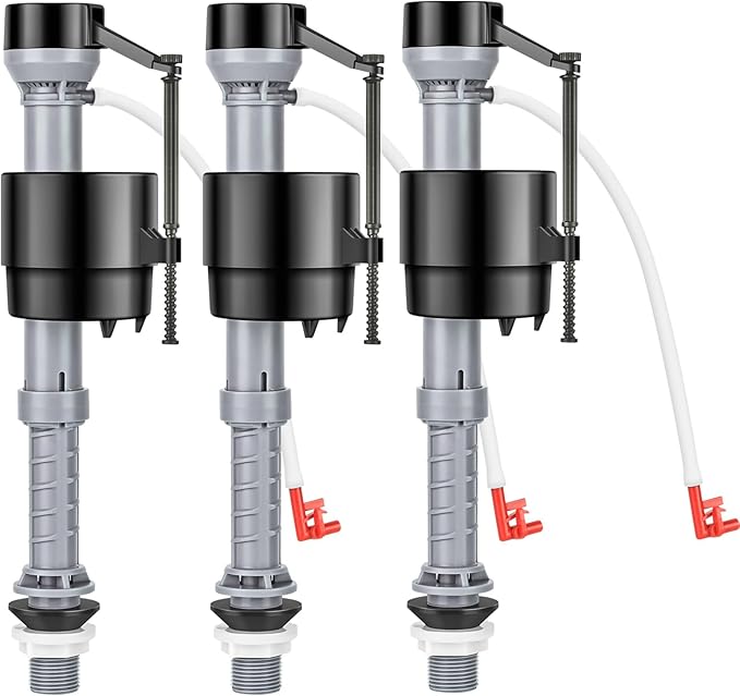 Universal Toilet Fill Valve Replacement Kit, Toilet Repair Kit Inside Tank, Height Adjustable & Water-Saving, Quiet & Anti-Siphon, Easy to Install (3-Pack)
