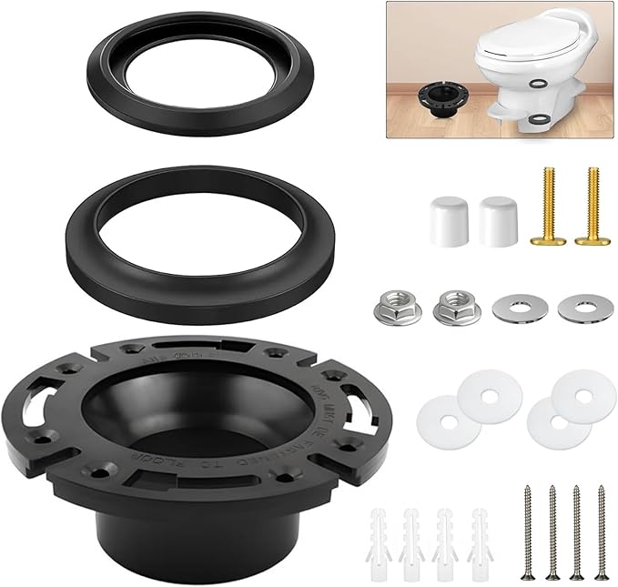 RV Toilet Seal and Socket Floor Flange Kit, 385345892 Flange and 34120 Waste Ball Seal, Toilet Flange Repair Kit fit for Thetfords Aqua Magic Style Plus, Style Lite, Style II & Residence RV Toilets