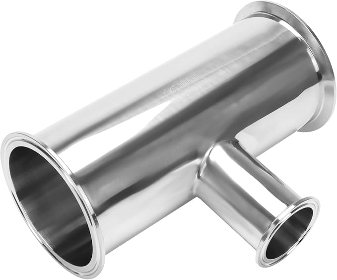 DERNORD Reducing Clamp Tee 3 Way Stainless Steel 304 Sanitary Fitting (Pipe OD: 4 inch x 4 inch x 2 inch)