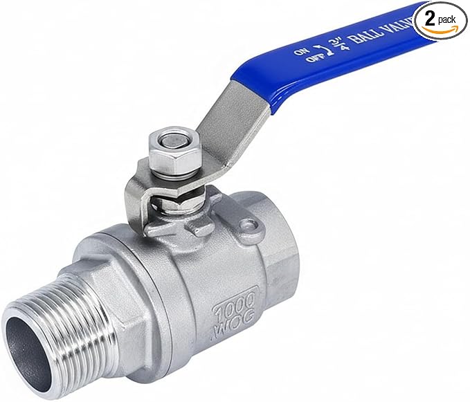 Ball Valve 3/4",3/4" Stainless Steel 304 NPT Water Valve, 3/4 inch Shut Off Valves for Oil and Gas with Blue Locking Handles 1000 WOG (3/4 inch, 1 pack)