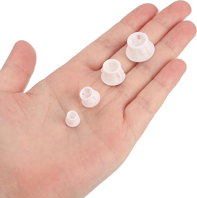 uxcell 5/16" Plastic Hole Plugs, 110Pcs Flush Type Panel Round Snap in Fastener Knockout Locking Plugs for Furniture Insert End Caps Panels, White
